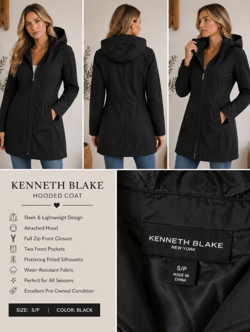 Black Hooded Trench Coat